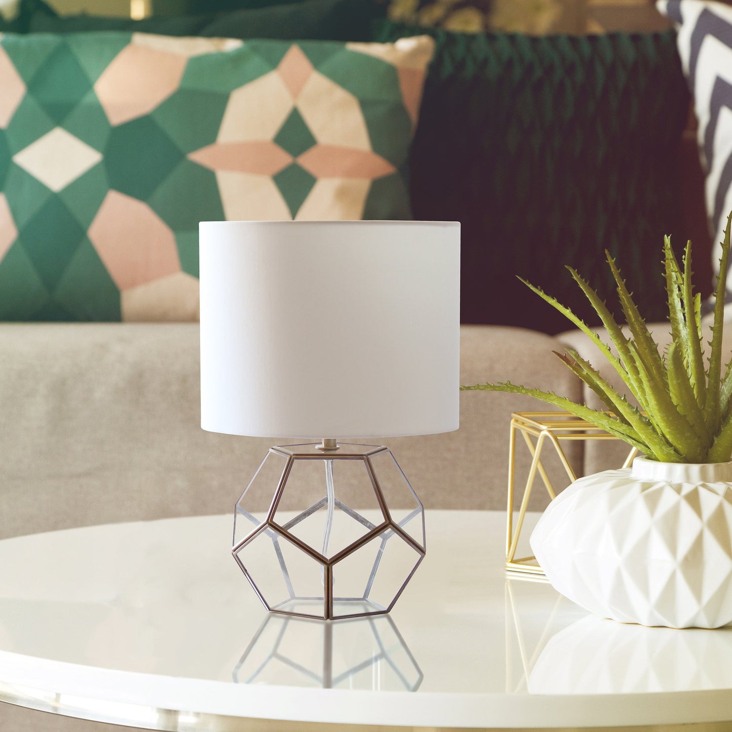 All The Rages Lalia Home Brass Transparent Octagonal Table Lamp