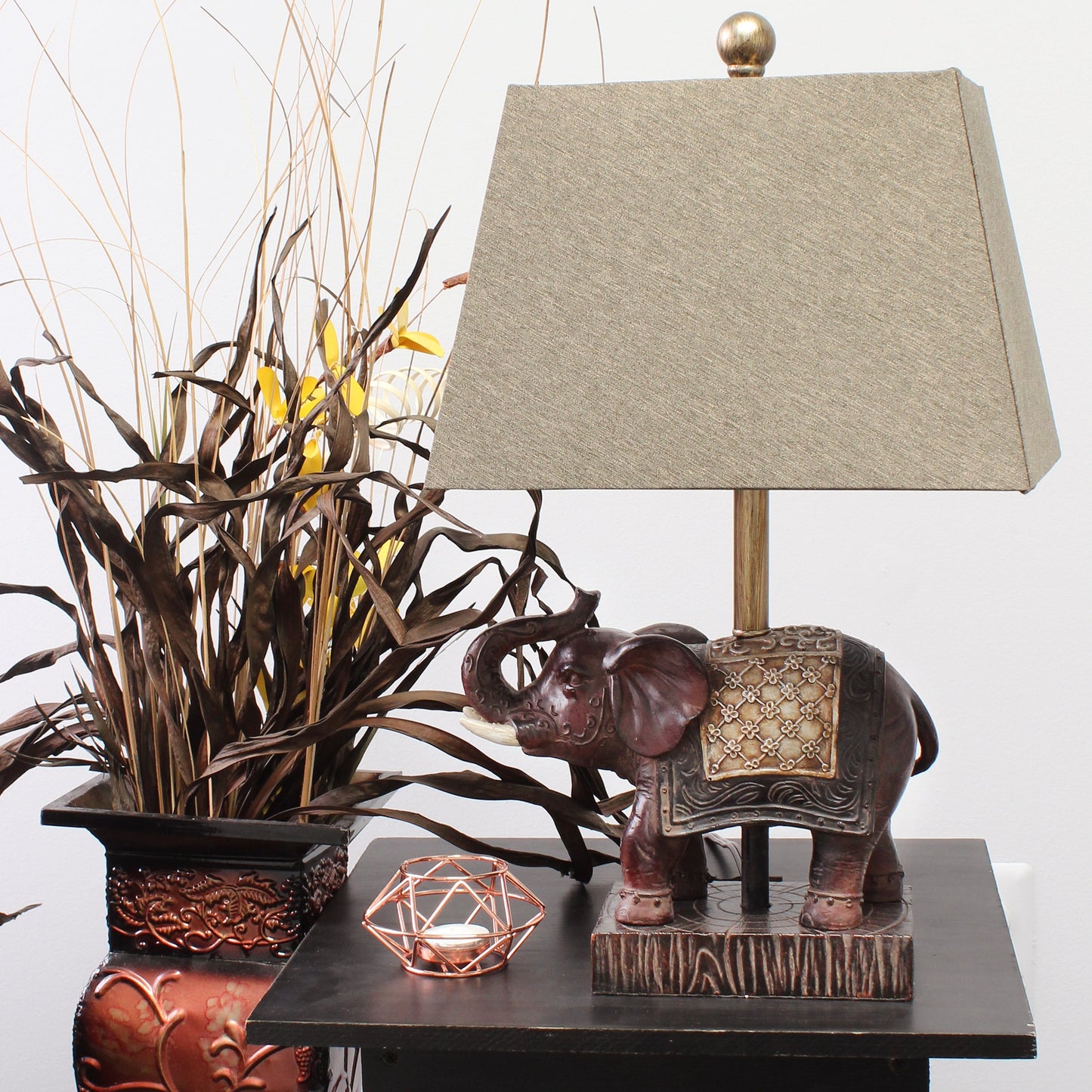 All The Rages Lalia Home Brown Elephant Table Lamp With Fabric Shade