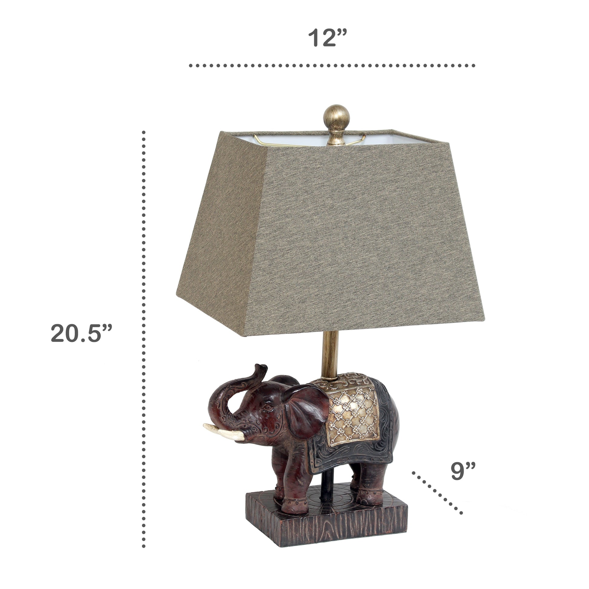 All The Rages Lalia Home Brown Elephant Table Lamp With Fabric Shade
