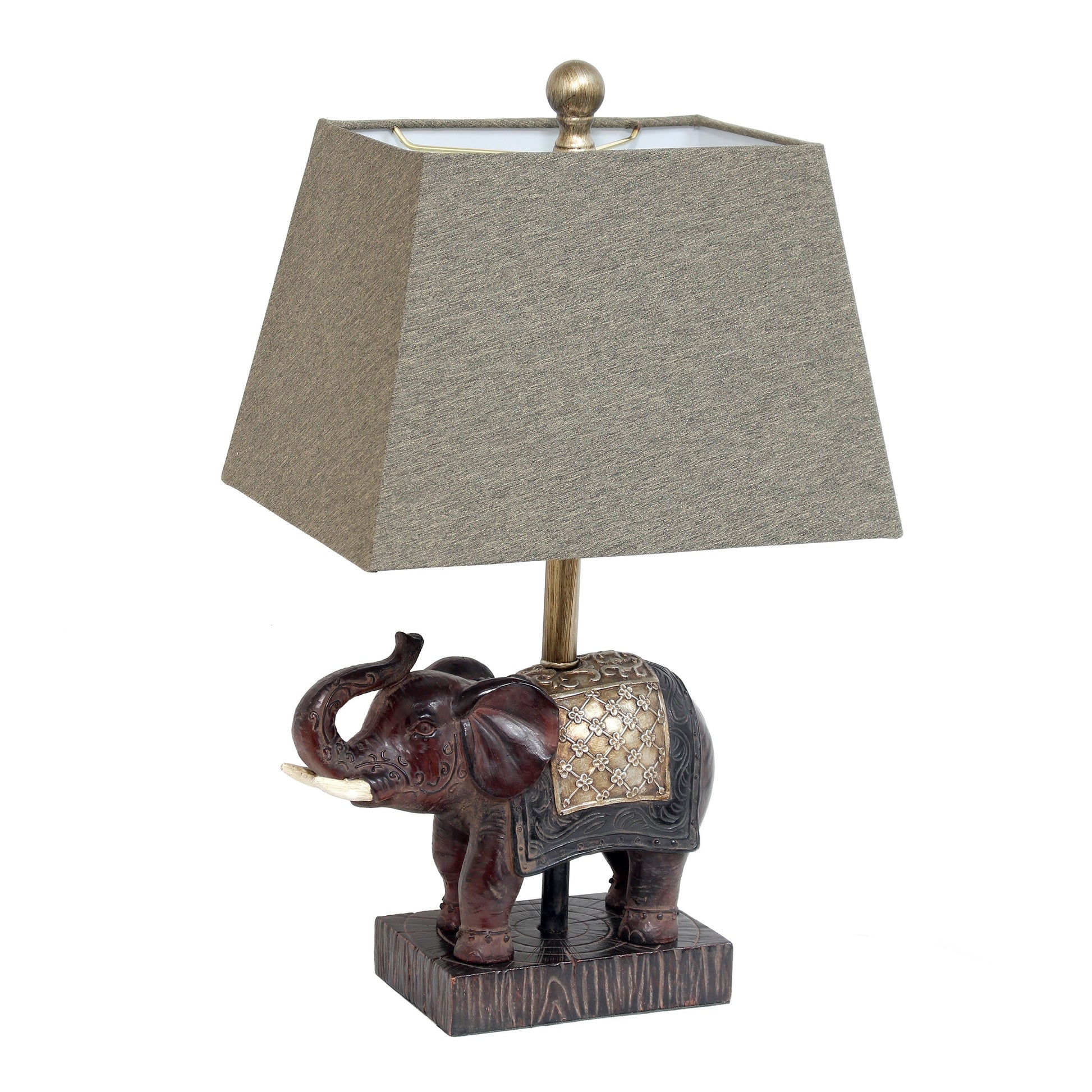 All The Rages Lalia Home Brown Elephant Table Lamp With Fabric Shade