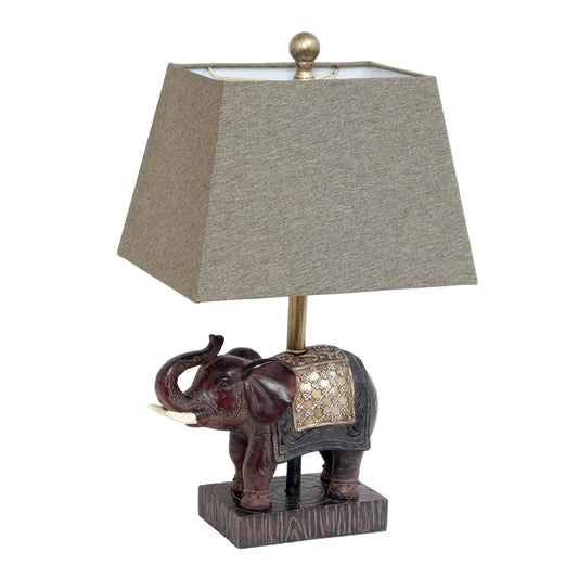 All The Rages Lalia Home Brown Elephant Table Lamp With Fabric Shade