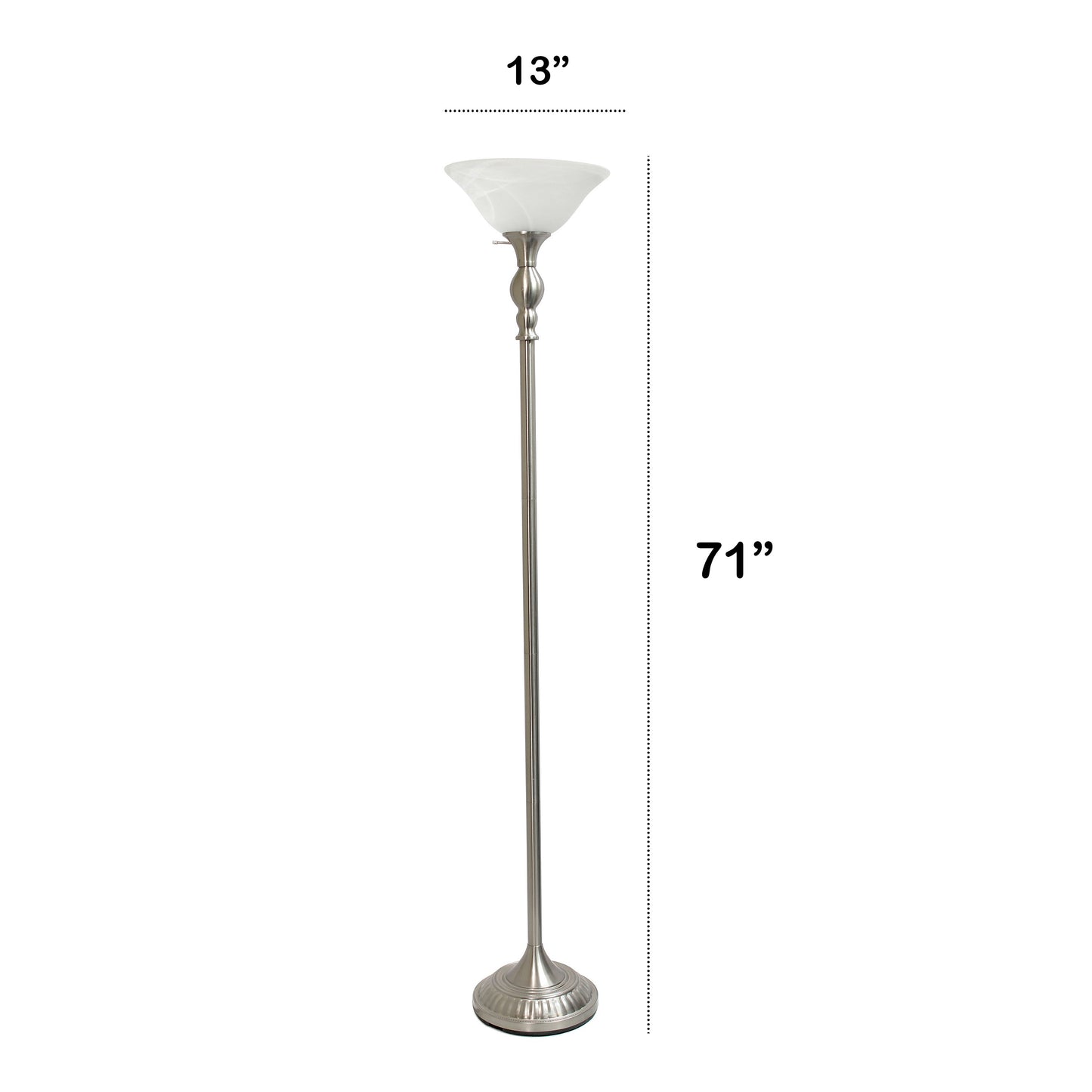 All The Rages Lalia Home Brushed Nickel 1-Light Classic Torchiere Floor Lamp With Marbleized Glass Shade