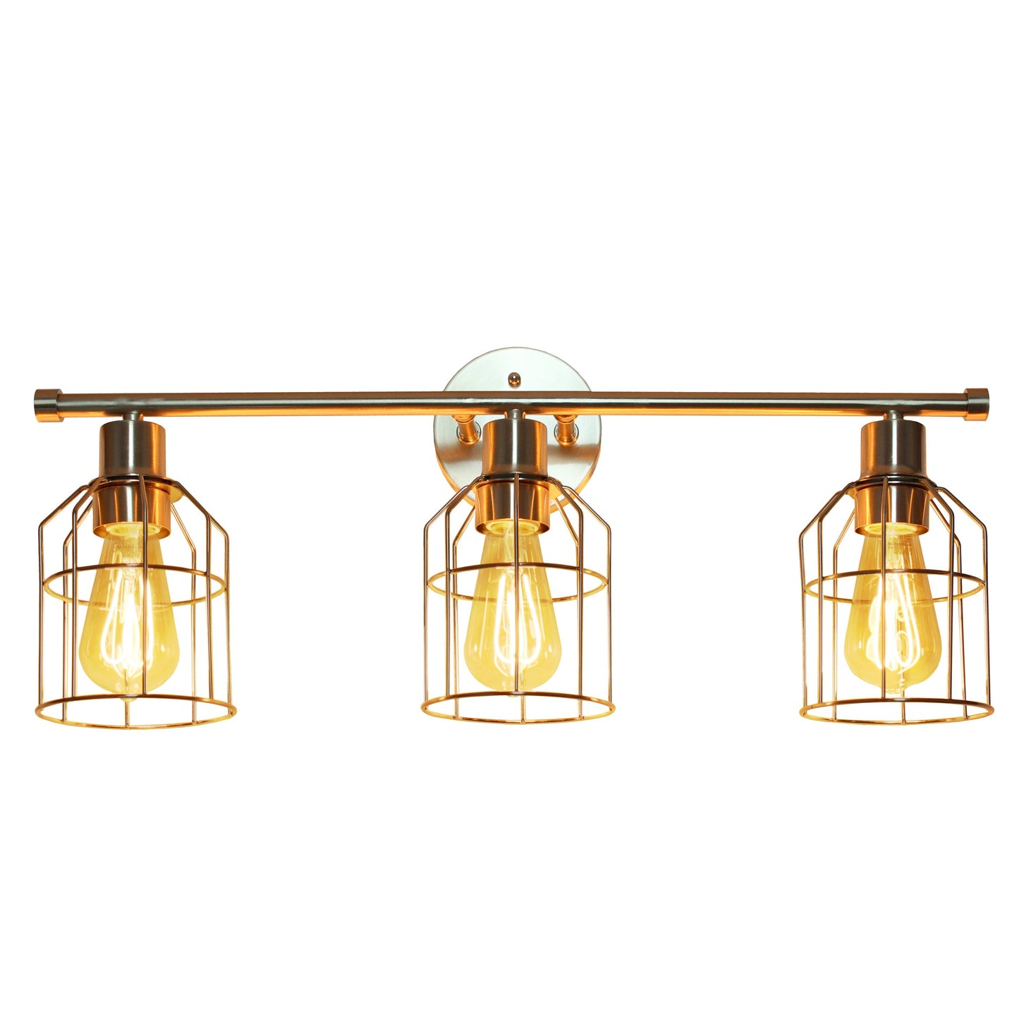 All The Rages Lalia Home Brushed Nickel 3-Light Industrial Wired Vanity Light