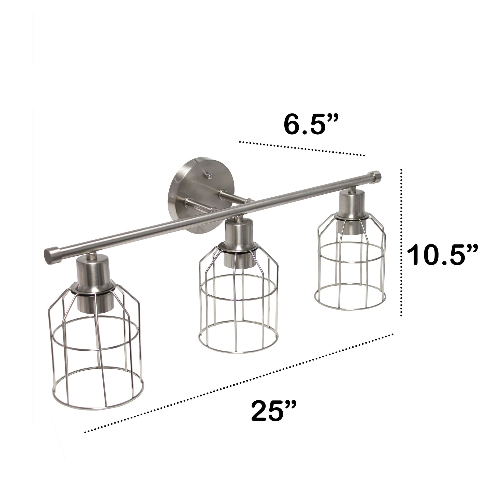 All The Rages Lalia Home Brushed Nickel 3-Light Industrial Wired Vanity Light