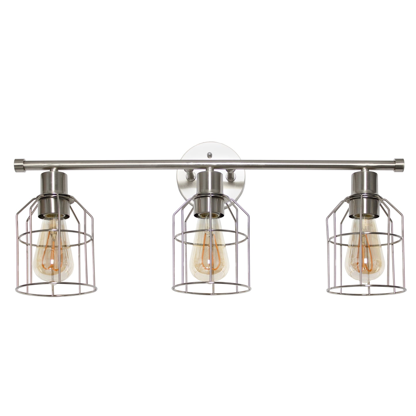 All The Rages Lalia Home Brushed Nickel 3-Light Industrial Wired Vanity Light