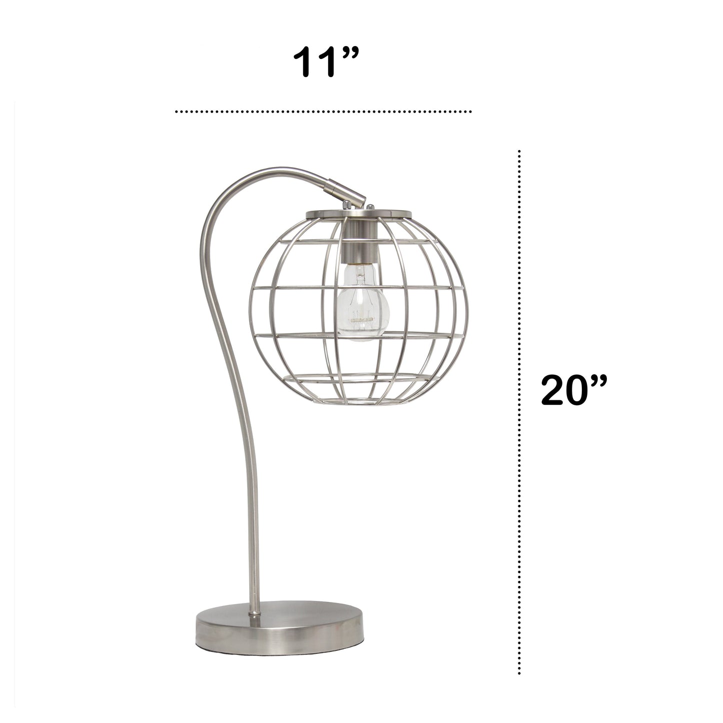 All The Rages Lalia Home Brushed Nickel Arched Metal Cage Table Lamp
