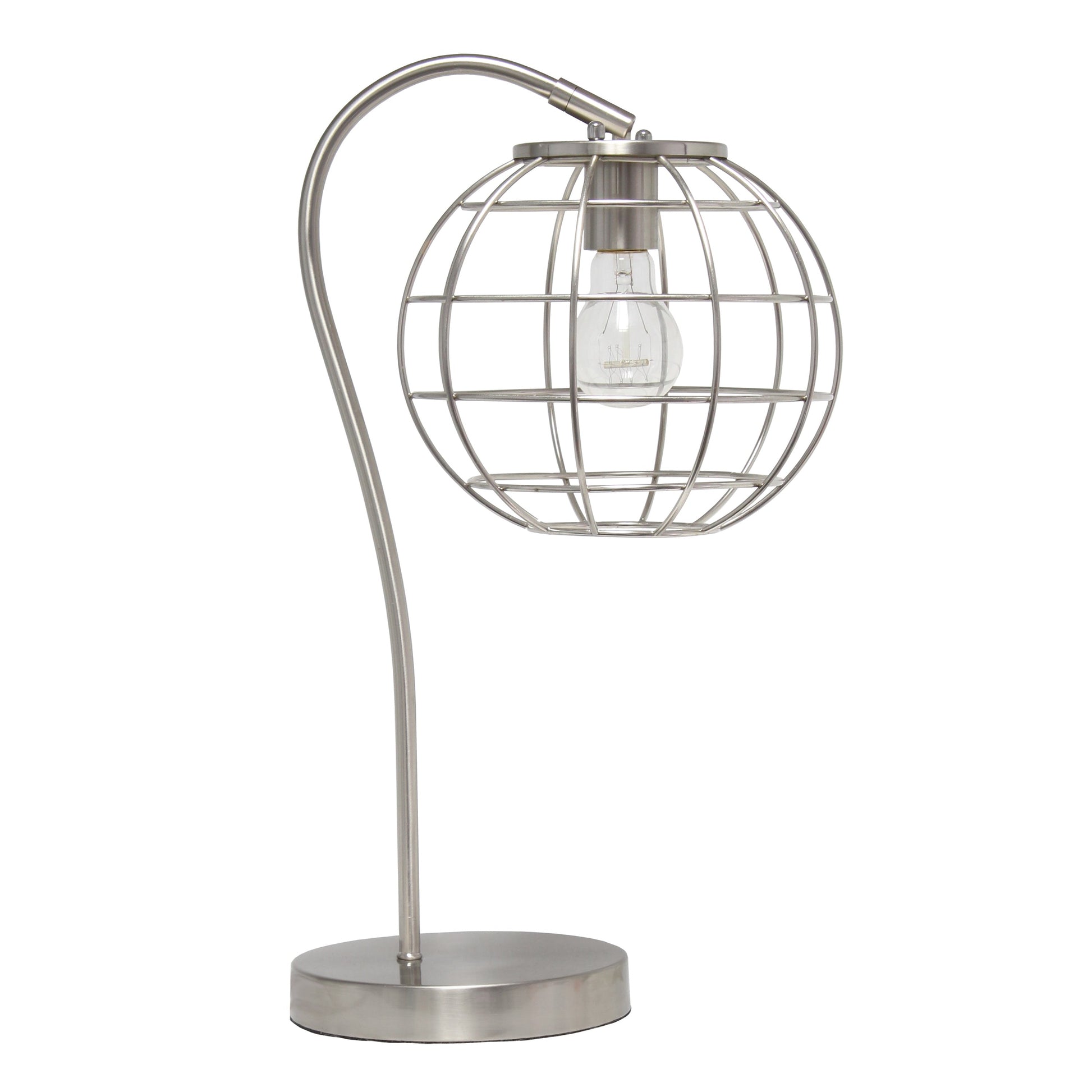 All The Rages Lalia Home Brushed Nickel Arched Metal Cage Table Lamp