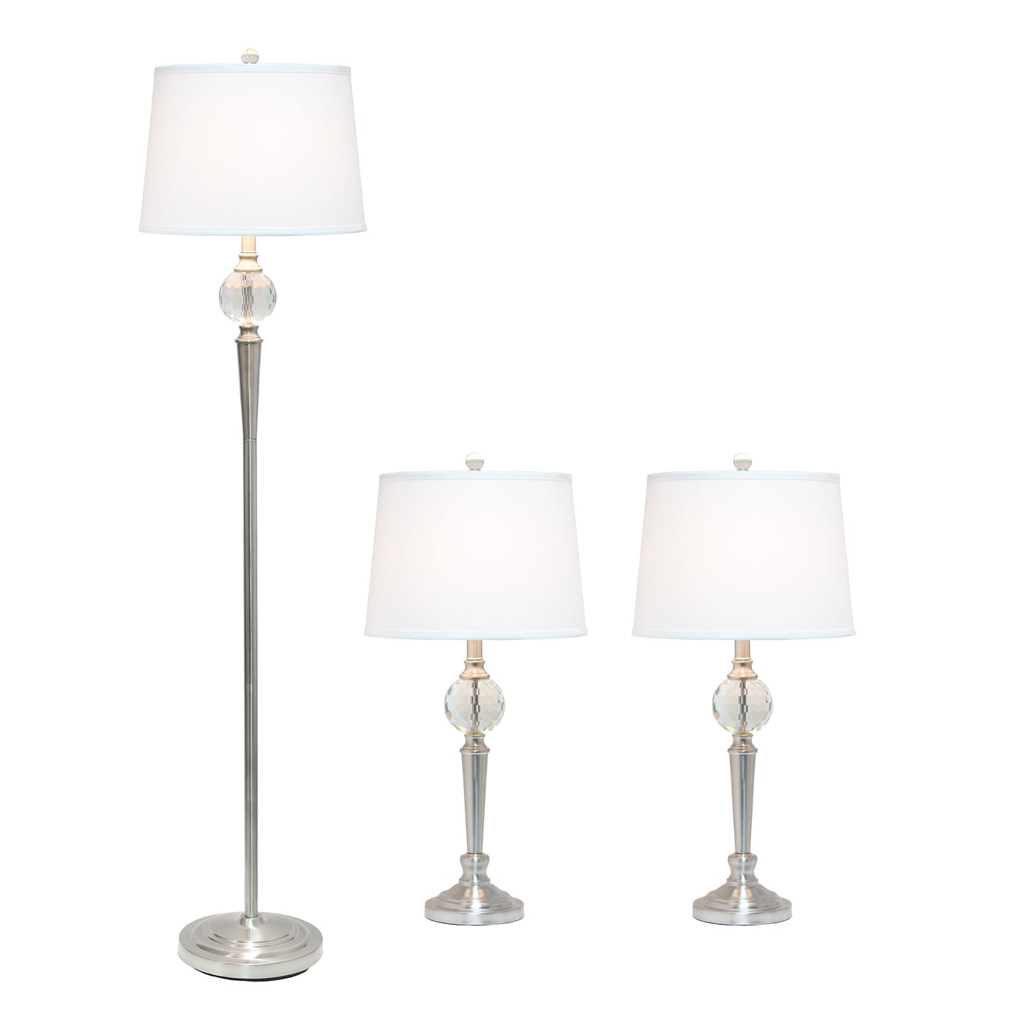 All The Rages Lalia Home Brushed Nickel Crystal Drop Table & Floor Lamp Set