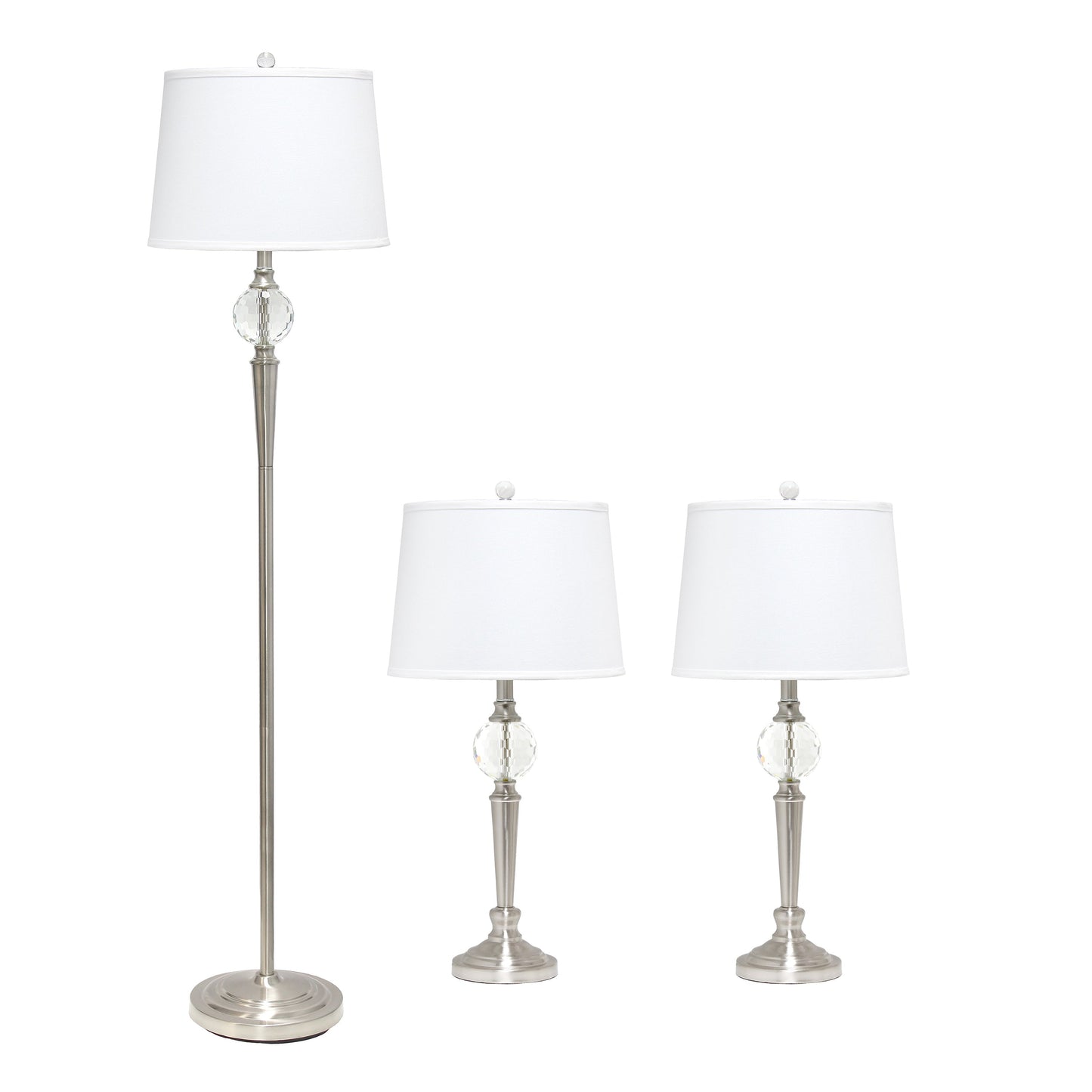 All The Rages Lalia Home Brushed Nickel Crystal Drop Table & Floor Lamp Set