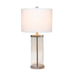 All The Rages Lalia Home Brushed Nickel Entrapped Glass Table Lamp With White Fabric Shade