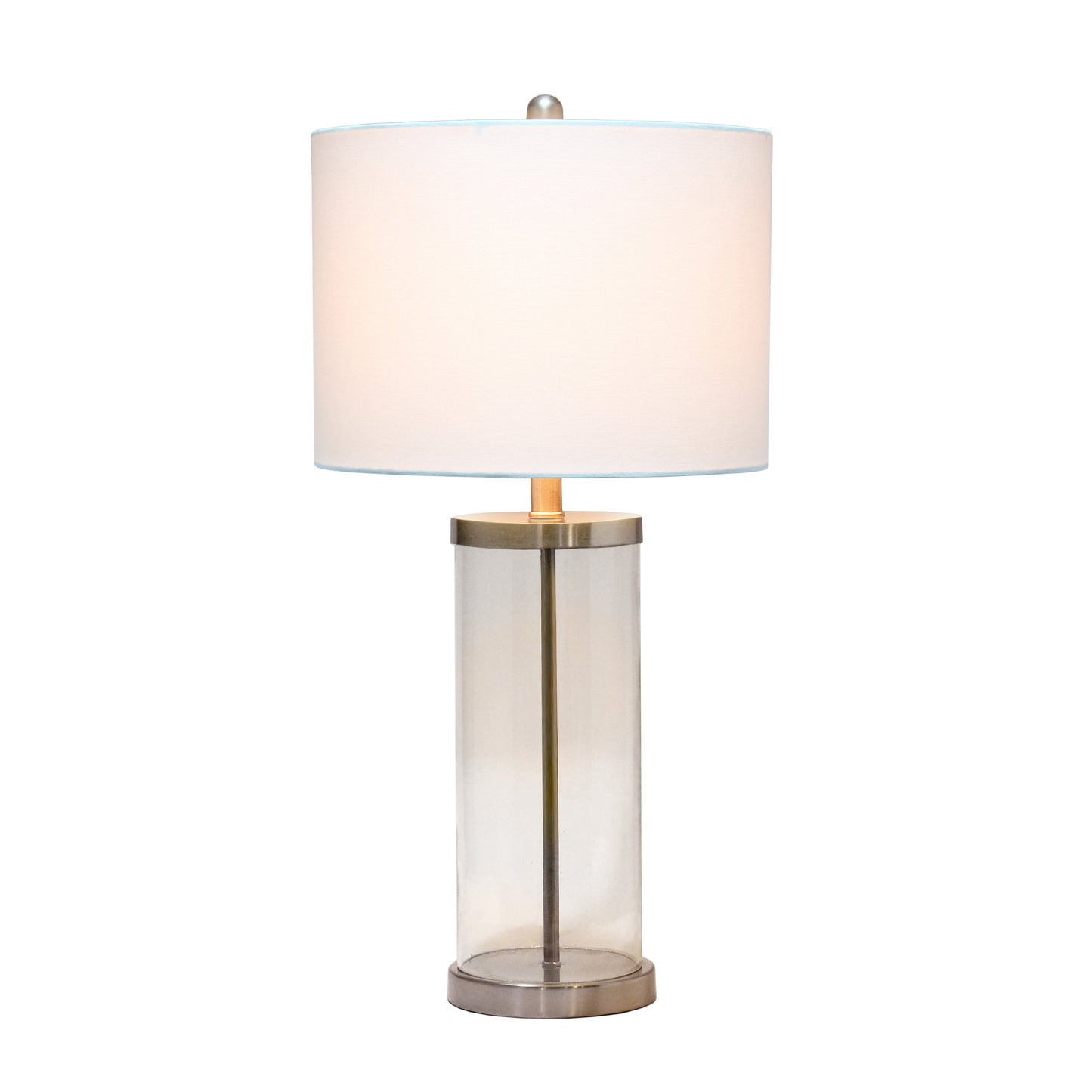 All The Rages Lalia Home Brushed Nickel Entrapped Glass Table Lamp With White Fabric Shade