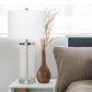 All The Rages Lalia Home Brushed Nickel Entrapped Glass Table Lamp With White Fabric Shade