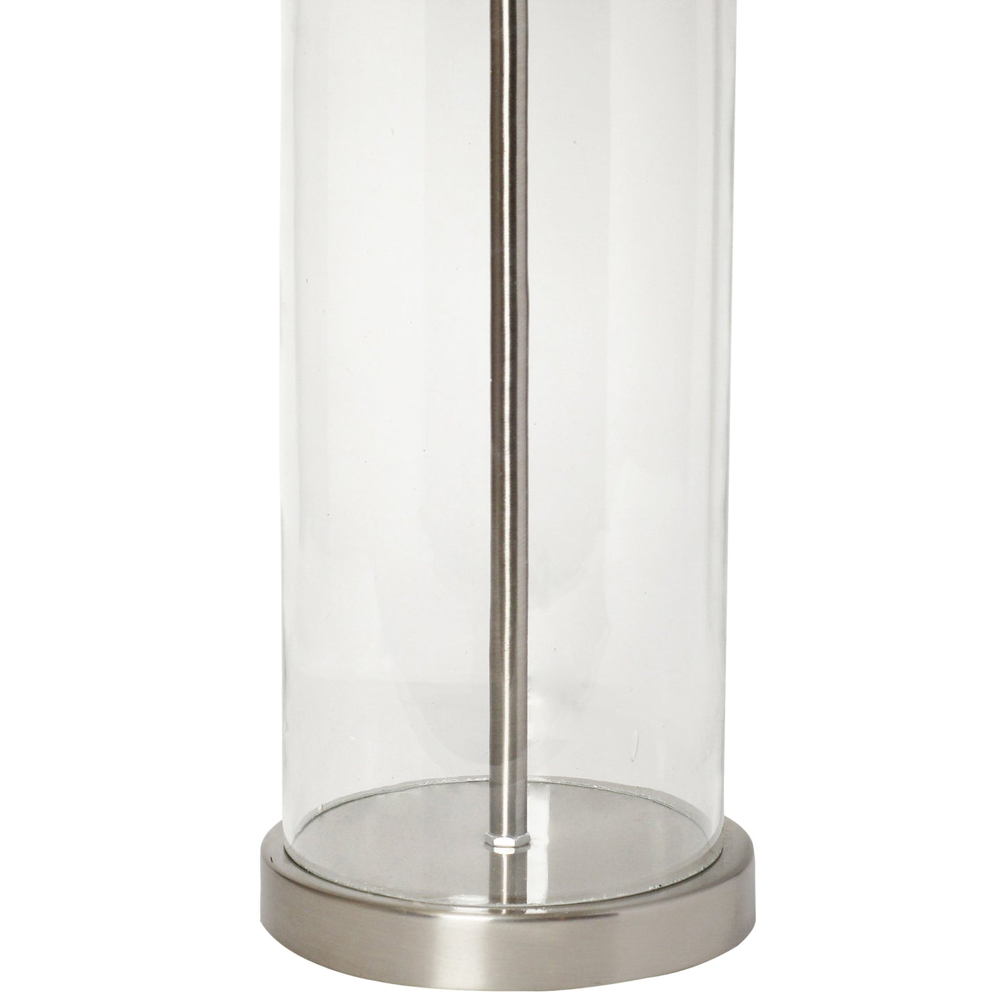 All The Rages Lalia Home Brushed Nickel Entrapped Glass Table Lamp With White Fabric Shade