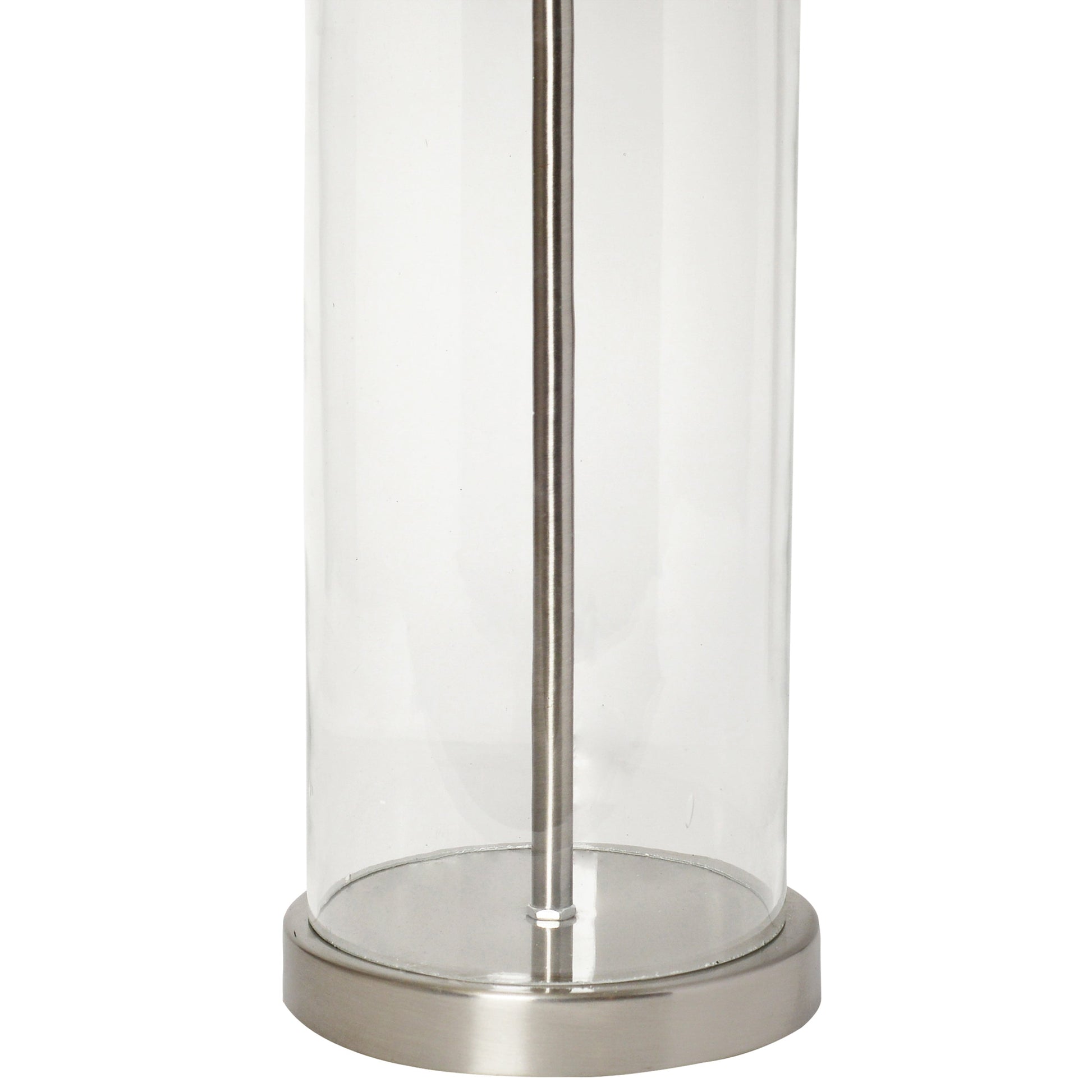 All The Rages Lalia Home Brushed Nickel Entrapped Glass Table Lamp With White Fabric Shade