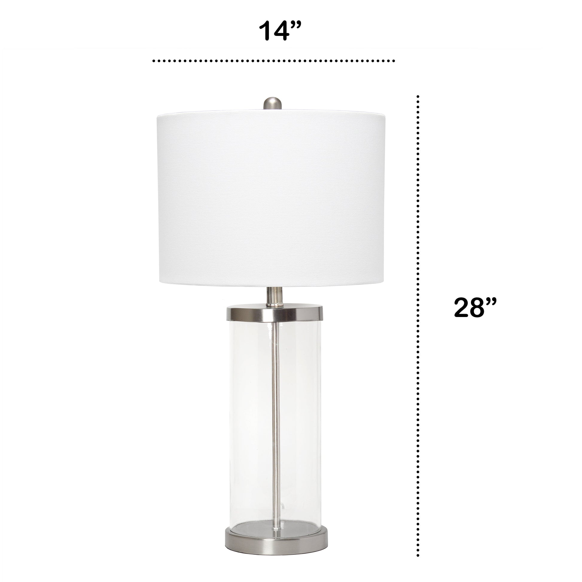 All The Rages Lalia Home Brushed Nickel Entrapped Glass Table Lamp With White Fabric Shade