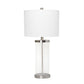 All The Rages Lalia Home Brushed Nickel Entrapped Glass Table Lamp With White Fabric Shade