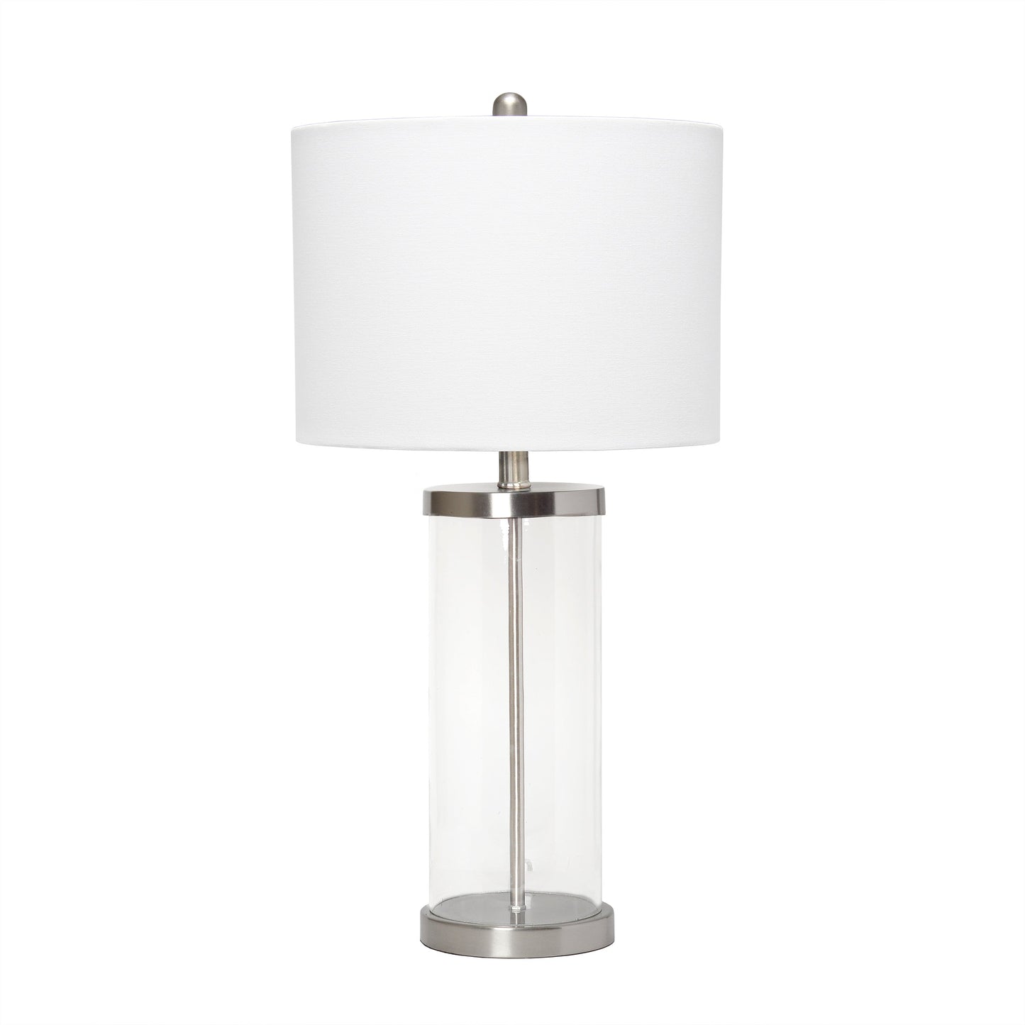 All The Rages Lalia Home Brushed Nickel Entrapped Glass Table Lamp With White Fabric Shade