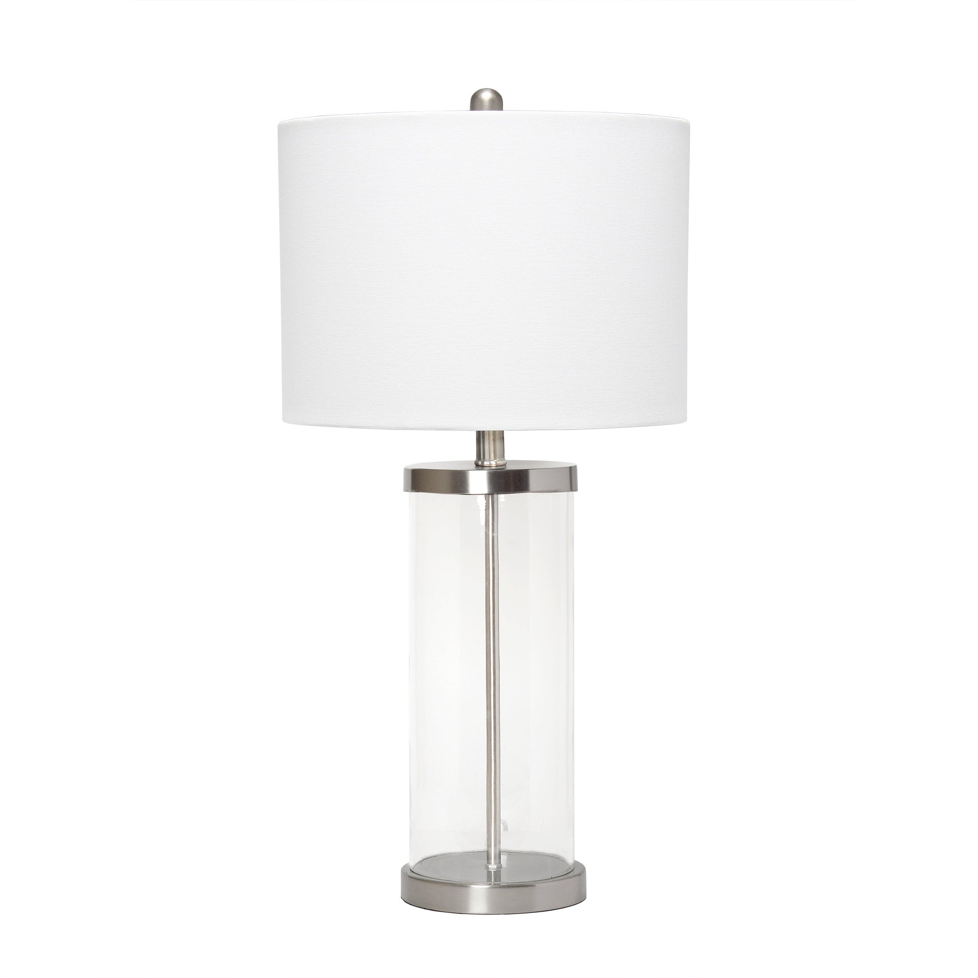 All The Rages Lalia Home Brushed Nickel Entrapped Glass Table Lamp With White Fabric Shade