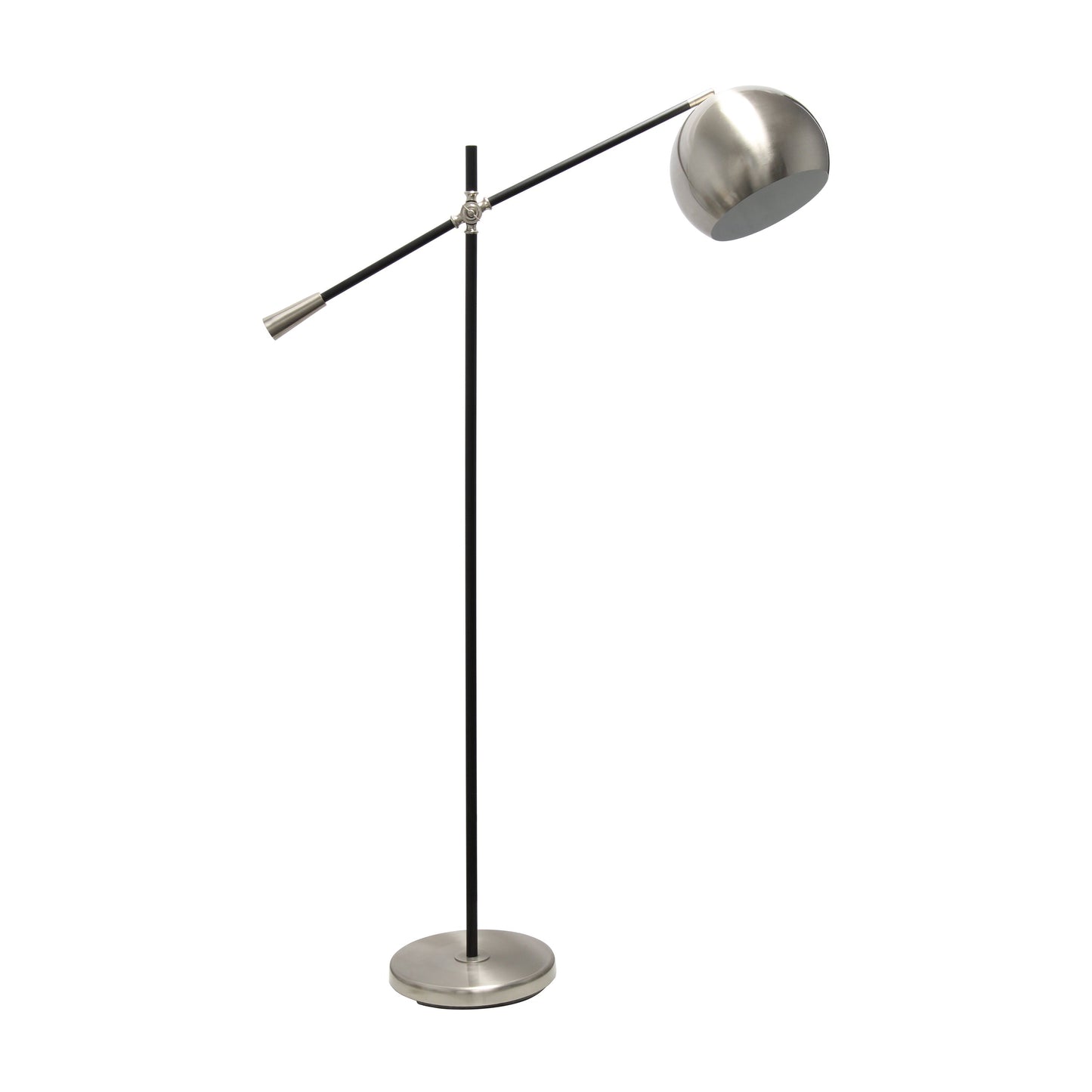 All The Rages Lalia Home Brushed Nickel & Matte Black Swivel Floor Lamp With Inner White Dome Shade