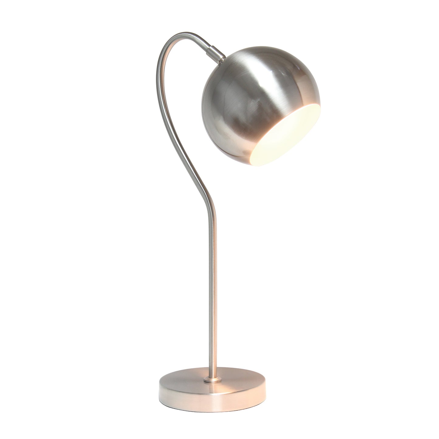All The Rages Lalia Home Brushed Nickel Mid Century Curved Table Lamp With Dome Shade