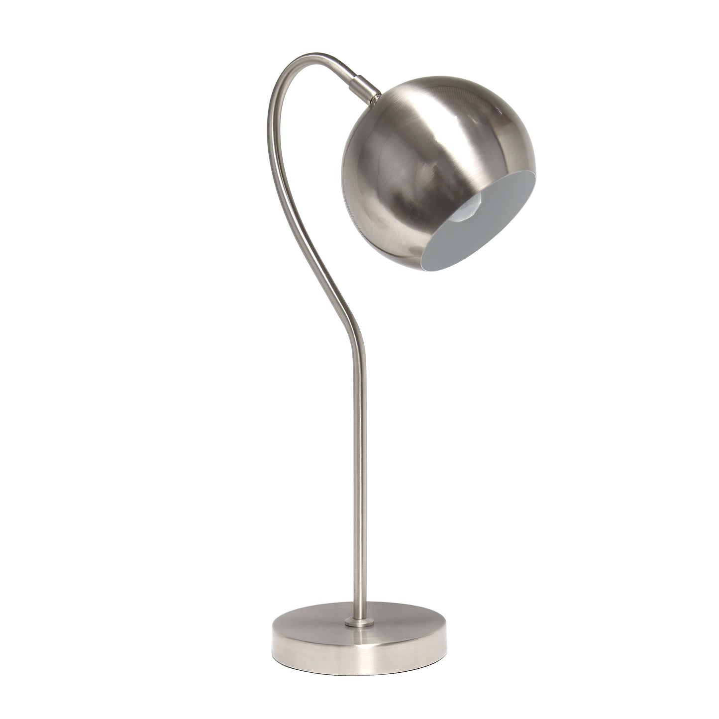 All The Rages Lalia Home Brushed Nickel Mid Century Curved Table Lamp With Dome Shade