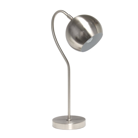 All The Rages Lalia Home Brushed Nickel Mid Century Curved Table Lamp With Dome Shade