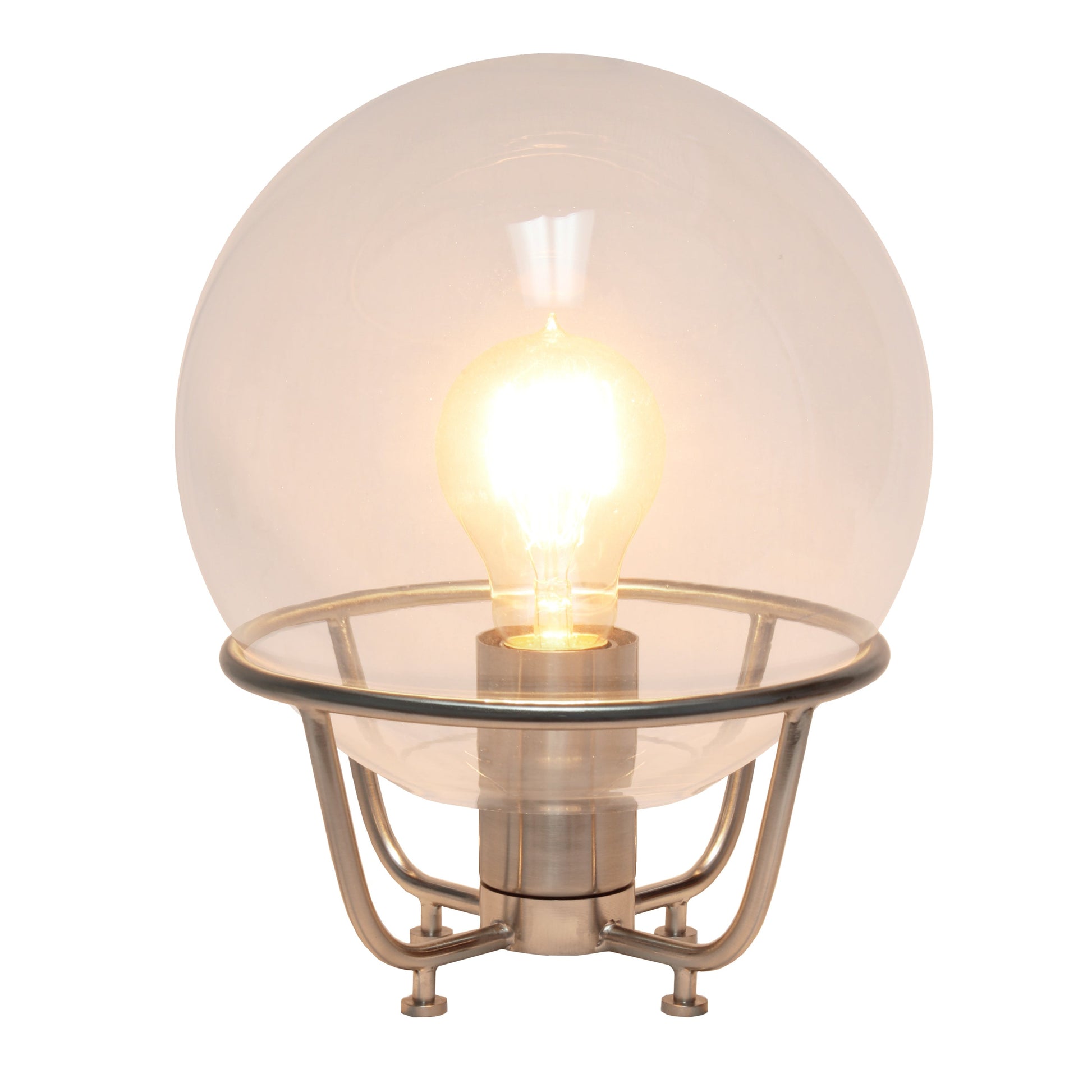 All The Rages Lalia Home Brushed Nickel Old World Globe Glass Table Lamp
