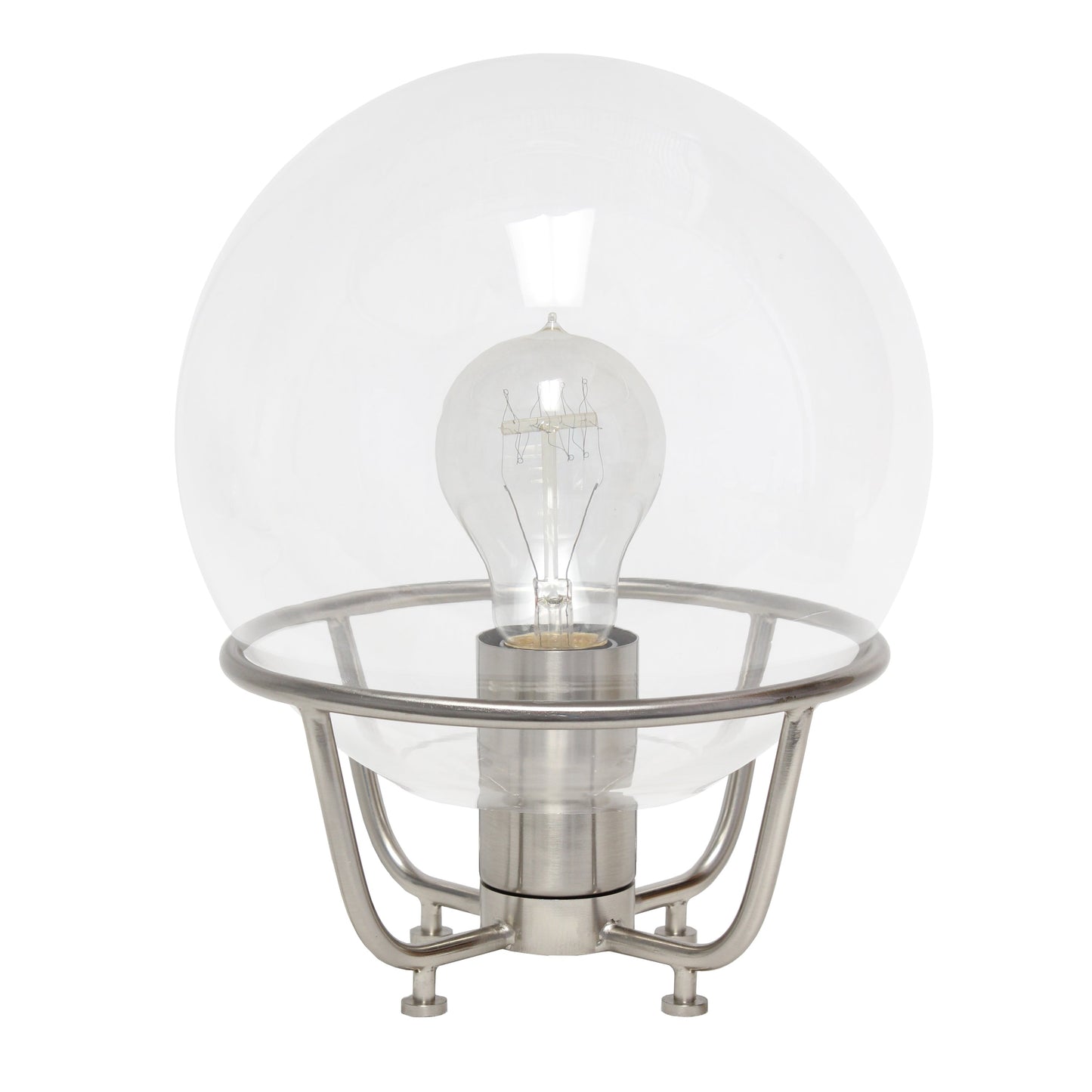 All The Rages Lalia Home Brushed Nickel Old World Globe Glass Table Lamp