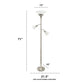 All The Rages Lalia Home Brushed Nickel Torchiere Floor Lamp With 2 Reading Lights & Scalloped Glass Shades