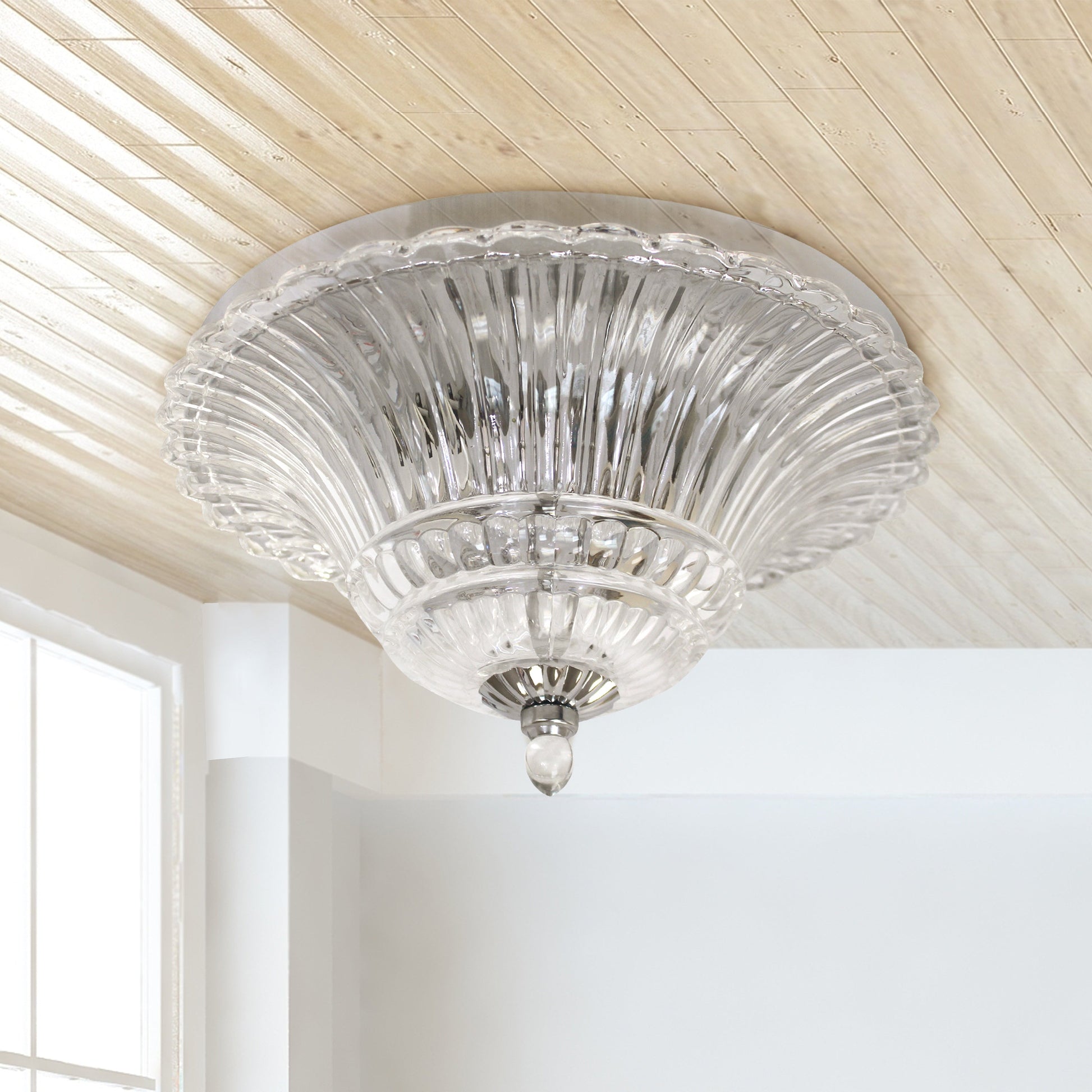 All The Rages Lalia Home Chrome 2-Light Blossom Glass Ceiling Flush Mount