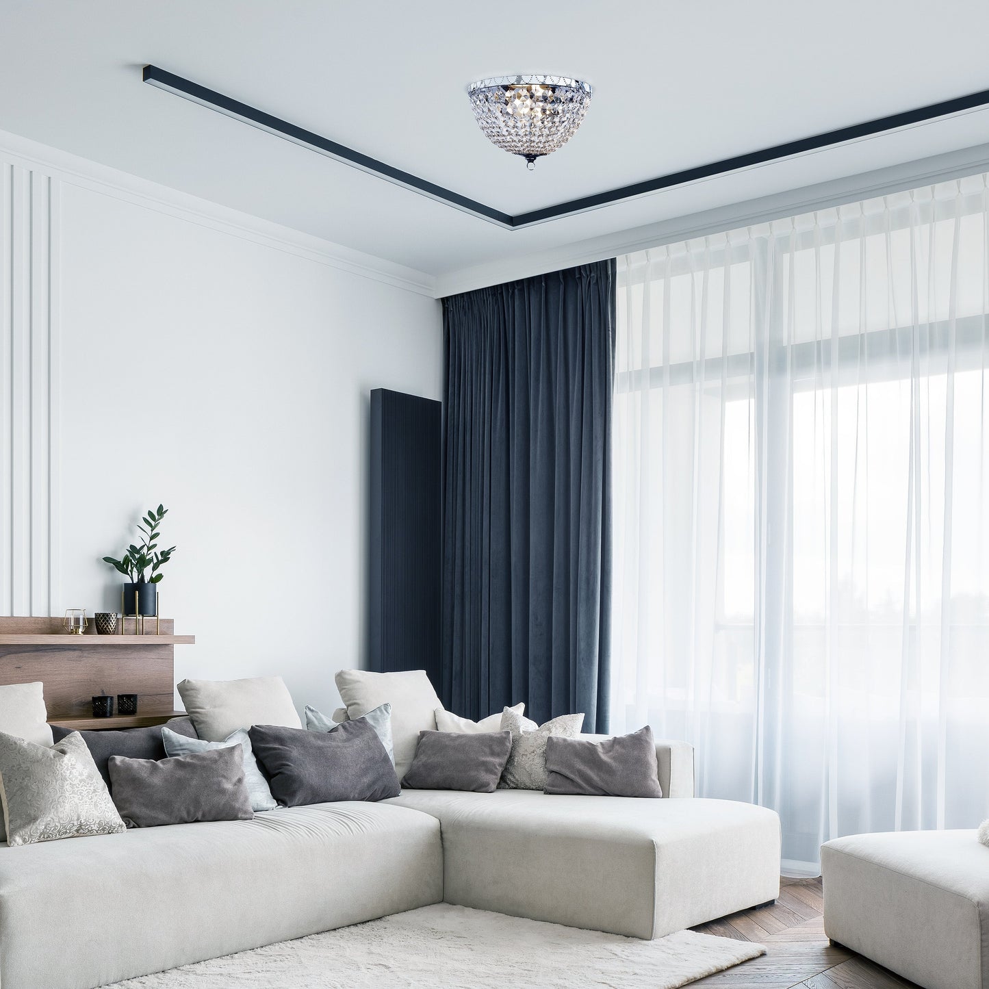 All The Rages Lalia Home Chrome 2-Light Crystal Drop Ceiling Flush Mount