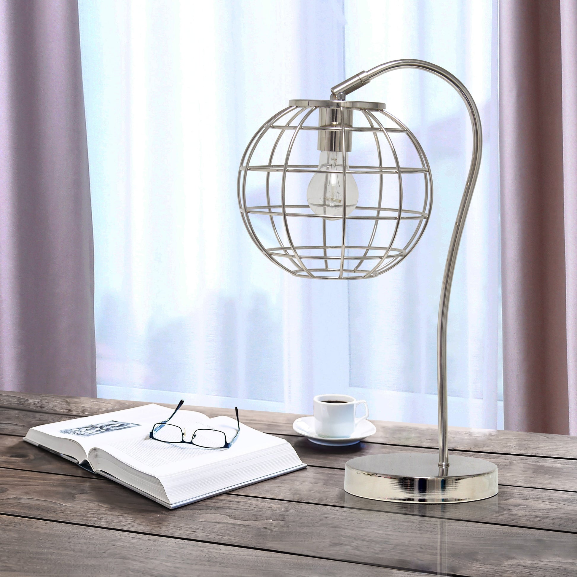 All The Rages Lalia Home Chrome Arched Metal Cage Table Lamp