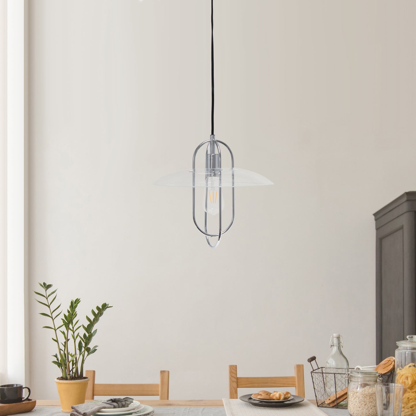 All The Rages Lalia Home Chrome Elongated Metal Pendant Light