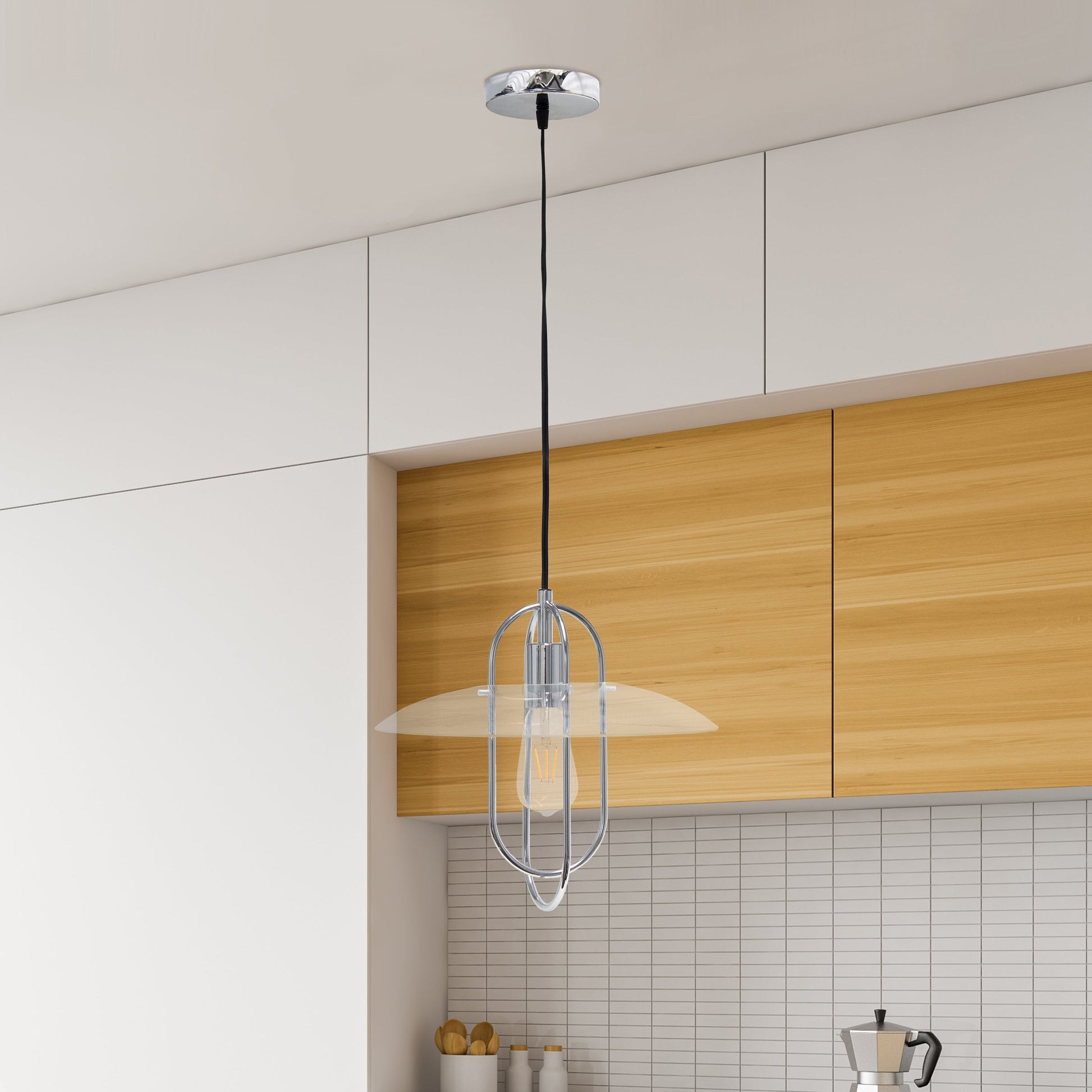 All The Rages Lalia Home Chrome Elongated Metal Pendant Light