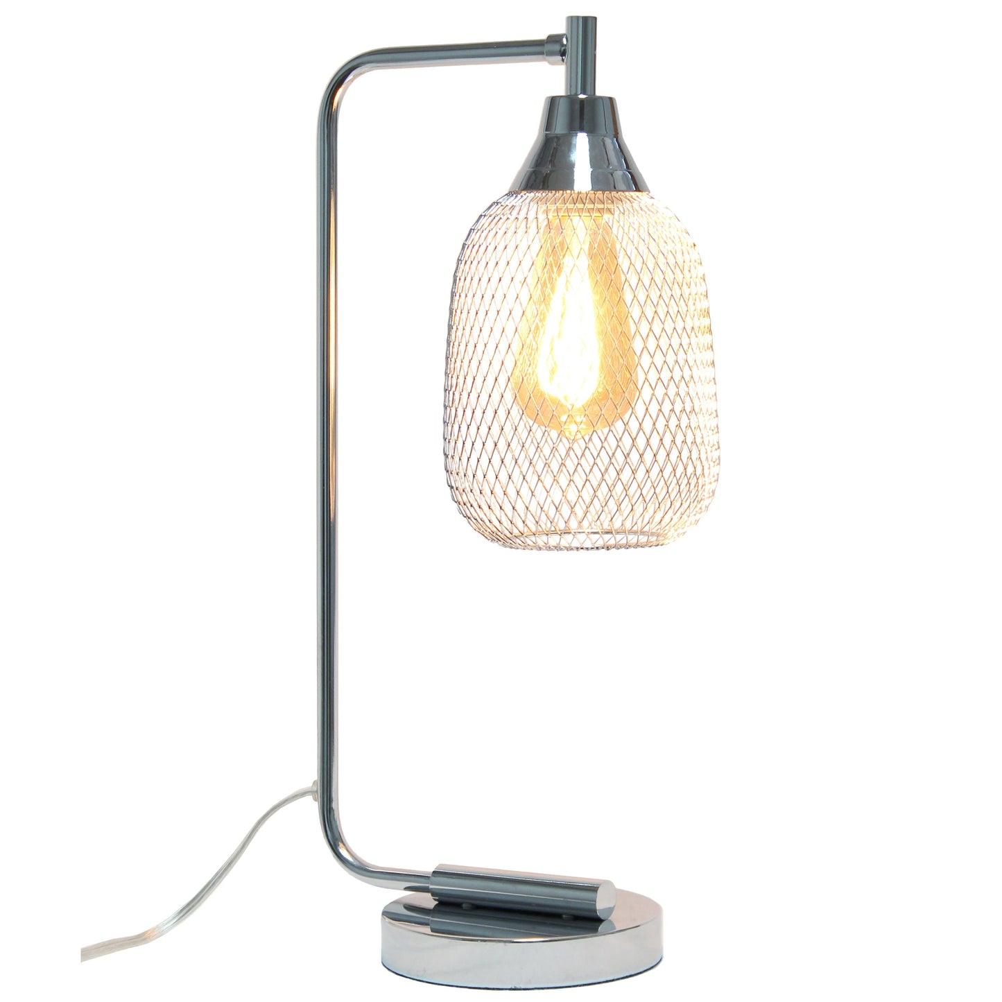 All The Rages Lalia Home Chrome Industrial Mesh Table Lamp