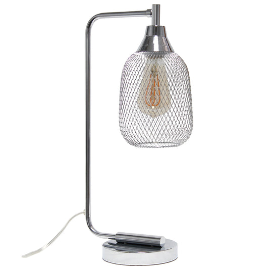 All The Rages Lalia Home Chrome Industrial Mesh Table Lamp