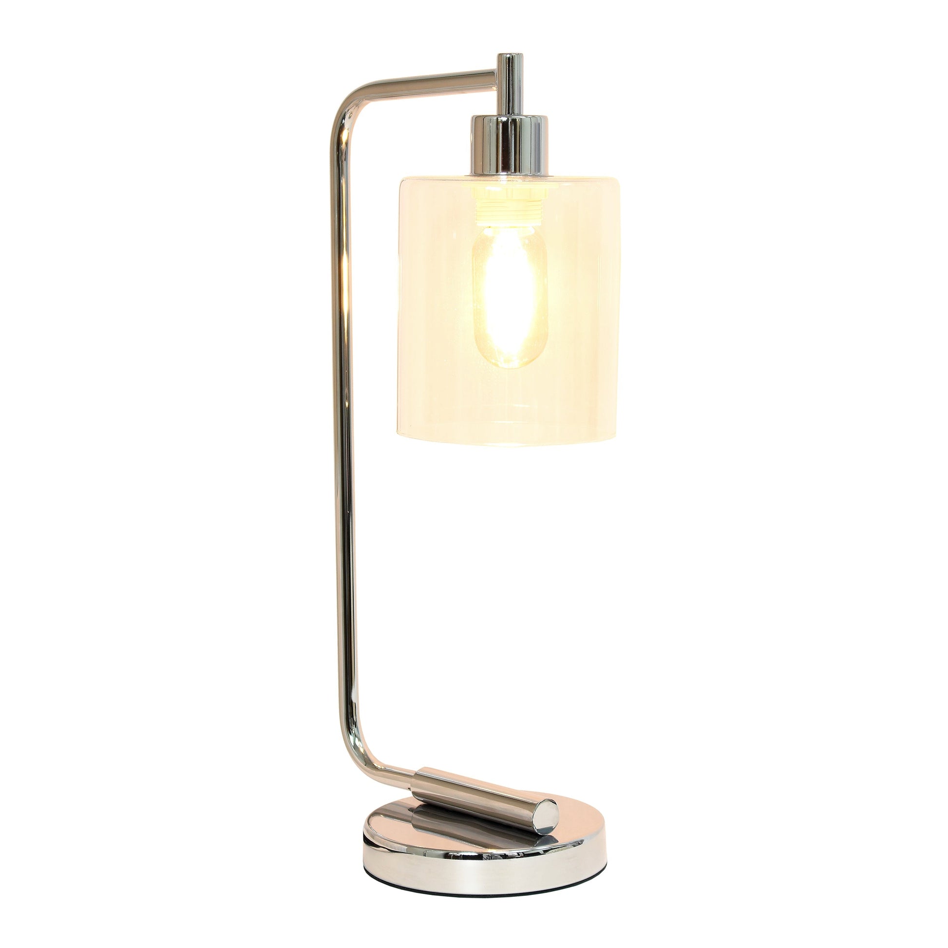 All The Rages Lalia Home Chrome Iron Table Lamp With Glass Shade