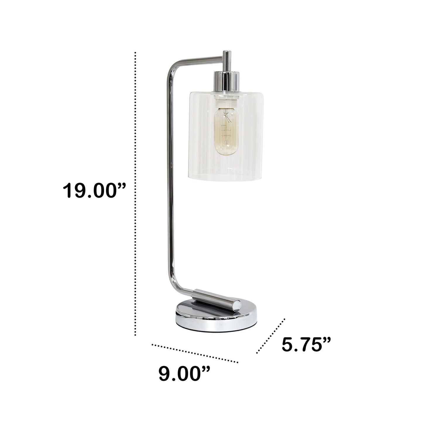 All The Rages Lalia Home Chrome Iron Table Lamp With Glass Shade
