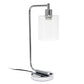 All The Rages Lalia Home Chrome Iron Table Lamp With USB Port & Glass Shade