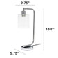 All The Rages Lalia Home Chrome Iron Table Lamp With USB Port & Glass Shade