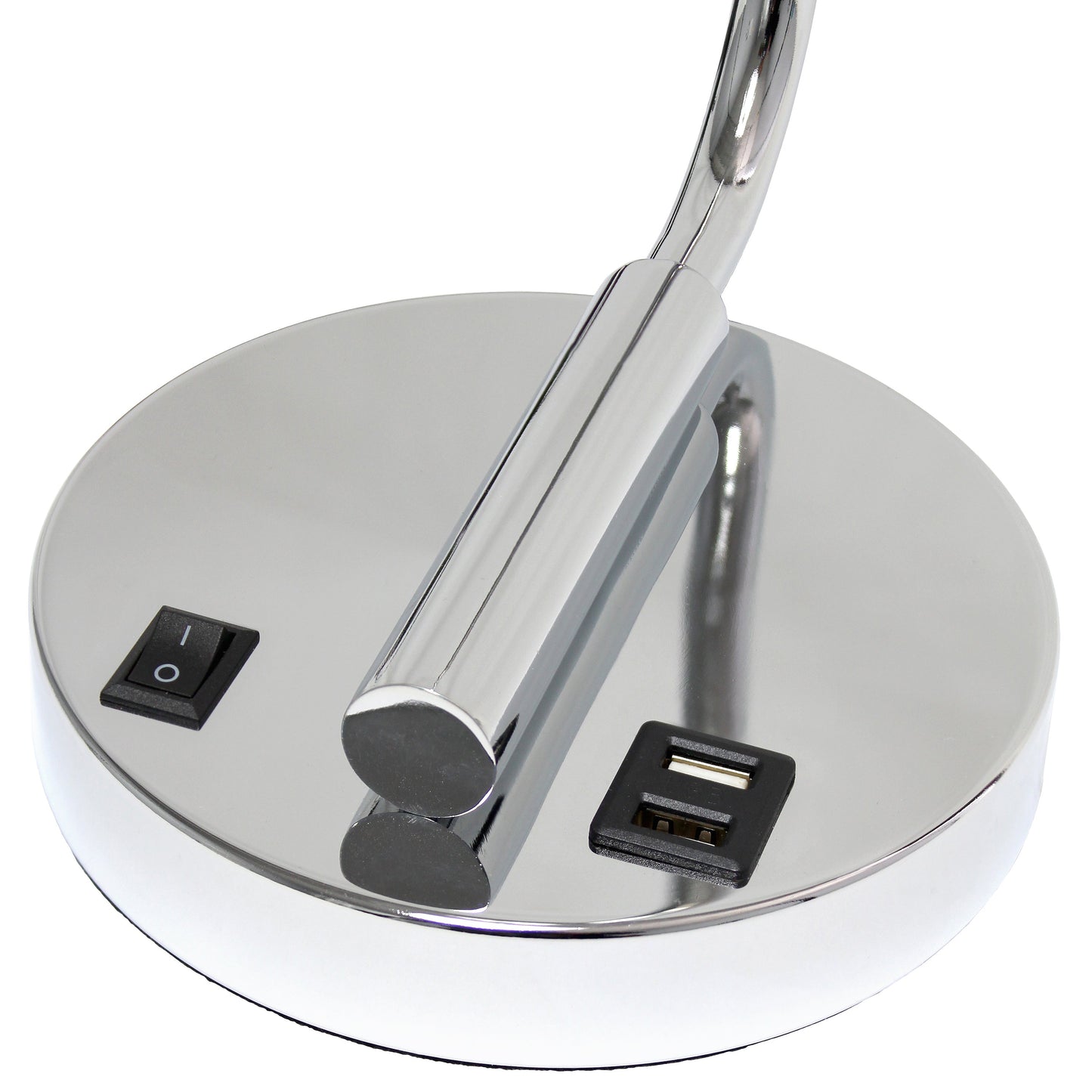 All The Rages Lalia Home Chrome Iron Table Lamp With USB Port & Glass Shade