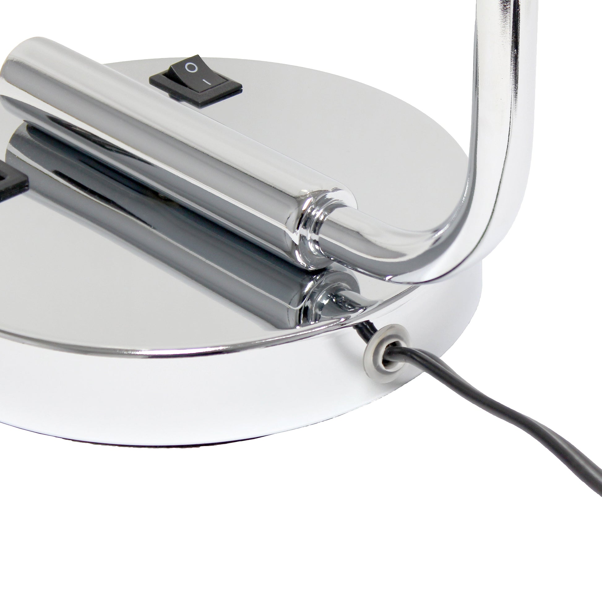 All The Rages Lalia Home Chrome Iron Table Lamp With USB Port & Glass Shade