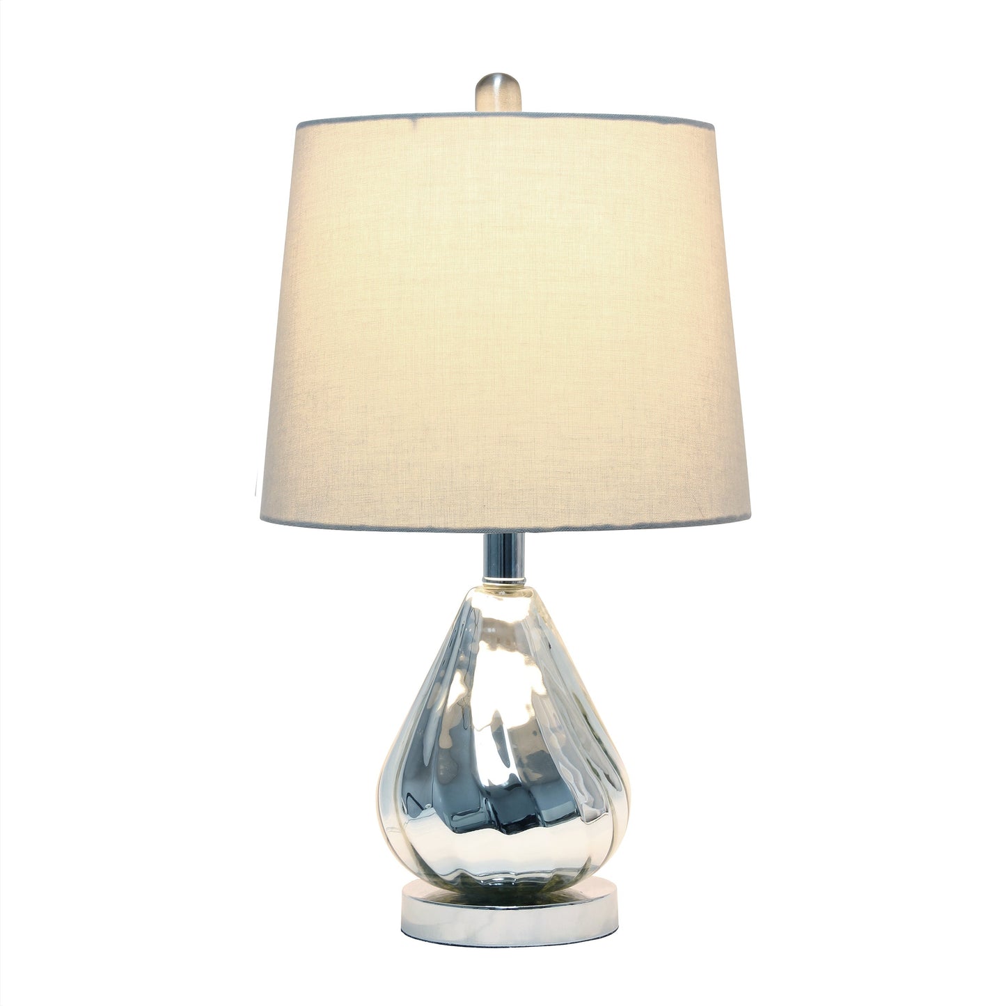 All The Rages Lalia Home Chrome Kissy Pear Table Lamp With Gray Fabric Shade