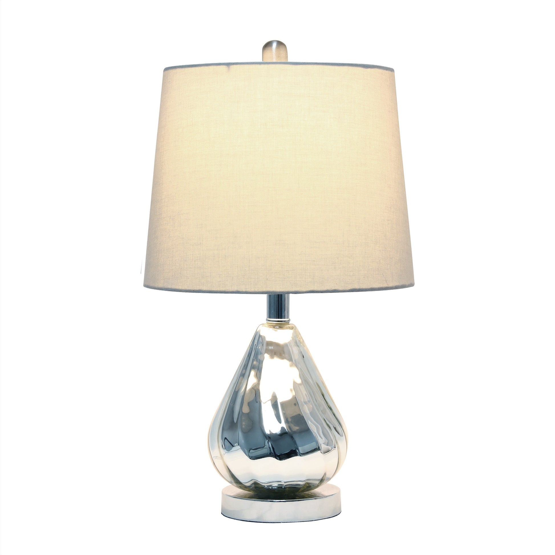 All The Rages Lalia Home Chrome Kissy Pear Table Lamp With Gray Fabric Shade
