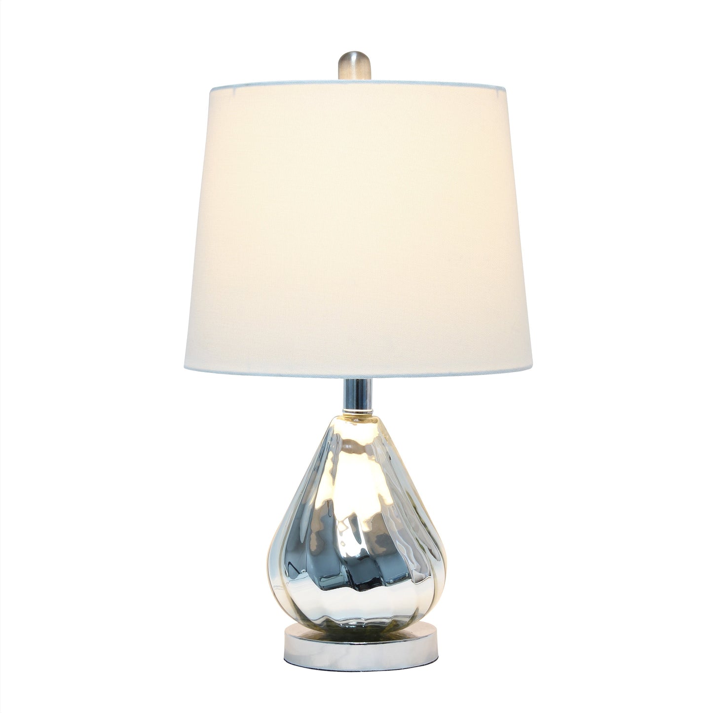 All The Rages Lalia Home Chrome Kissy Pear Table Lamp With White Fabric Shade