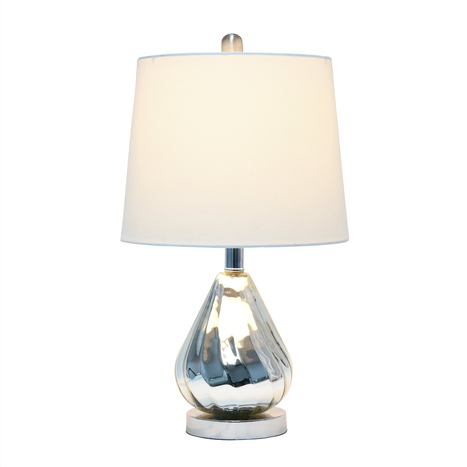 All The Rages Lalia Home Chrome Kissy Pear Table Lamp With White Fabric Shade