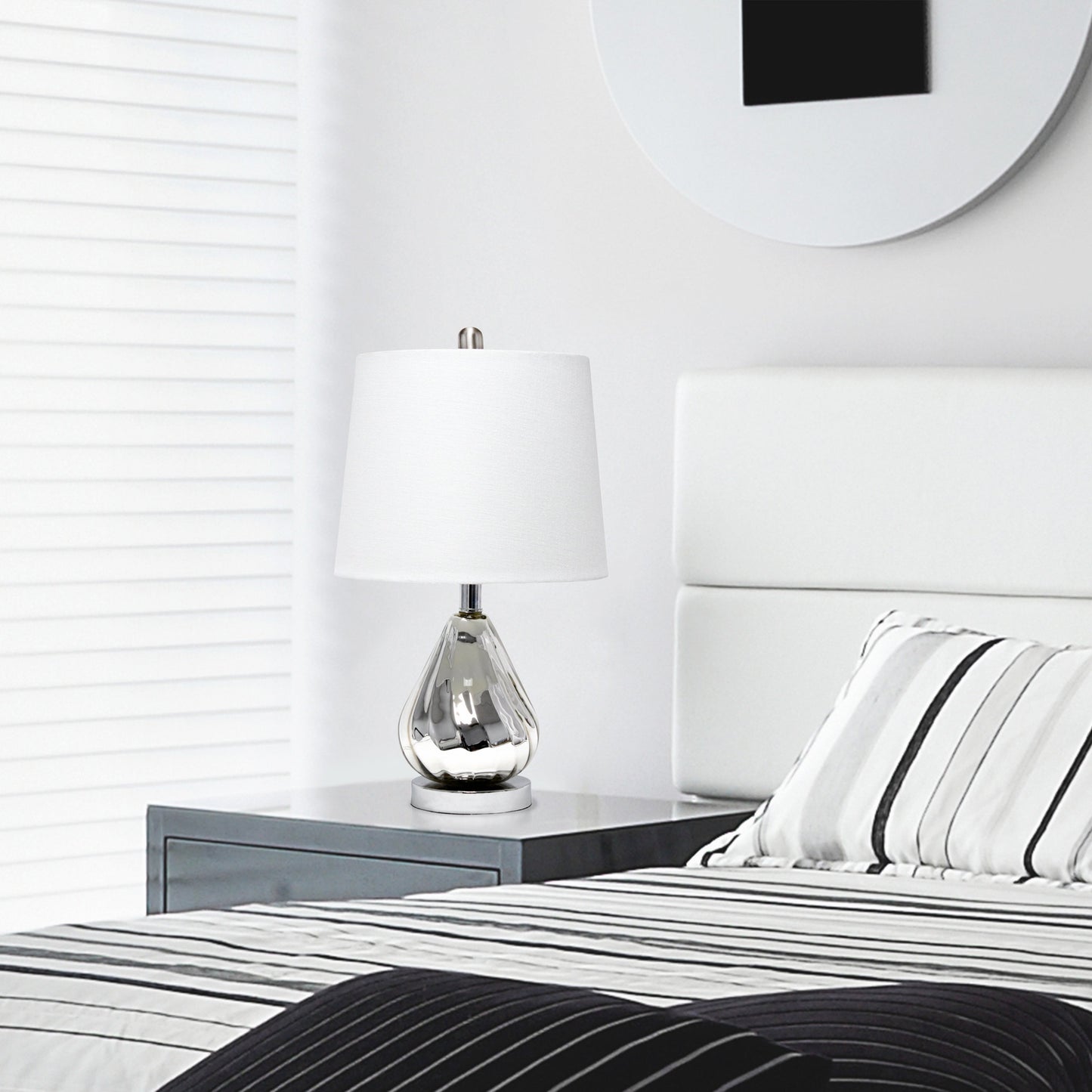 All The Rages Lalia Home Chrome Kissy Pear Table Lamp With White Fabric Shade