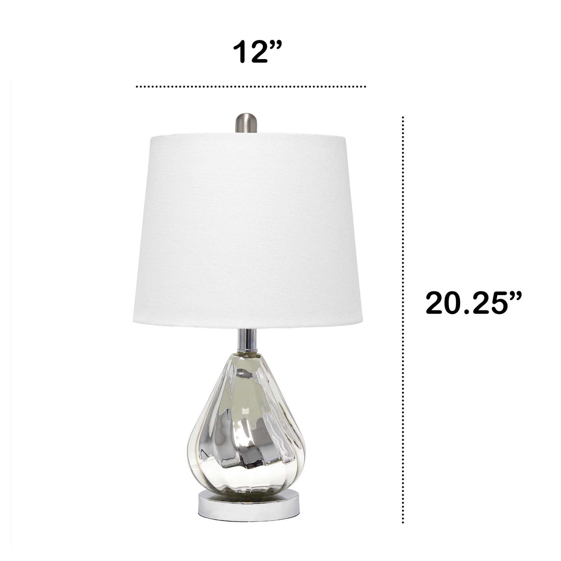 All The Rages Lalia Home Chrome Kissy Pear Table Lamp With White Fabric Shade