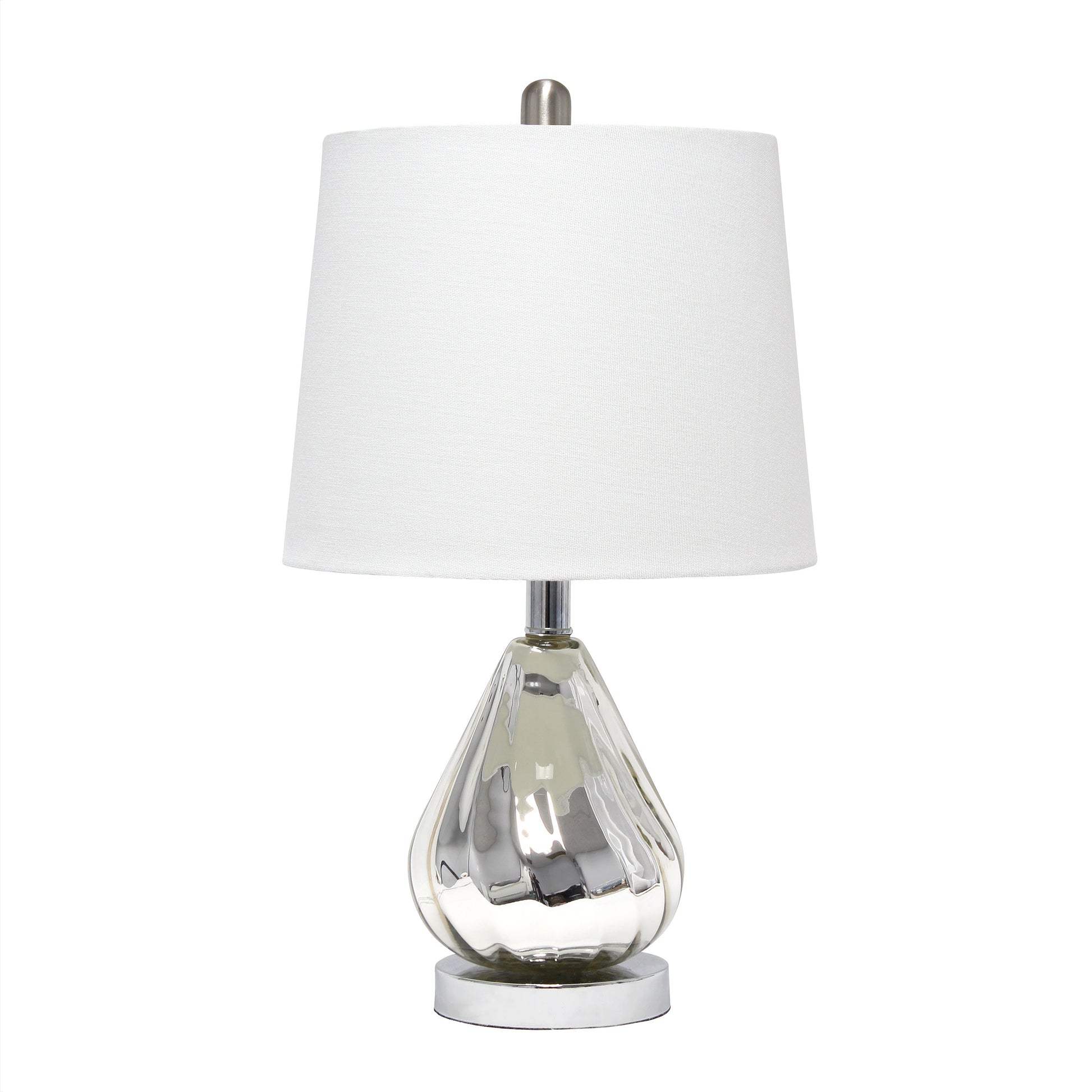 All The Rages Lalia Home Chrome Kissy Pear Table Lamp With White Fabric Shade