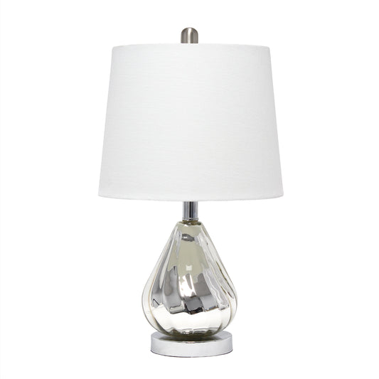 All The Rages Lalia Home Chrome Kissy Pear Table Lamp With White Fabric Shade